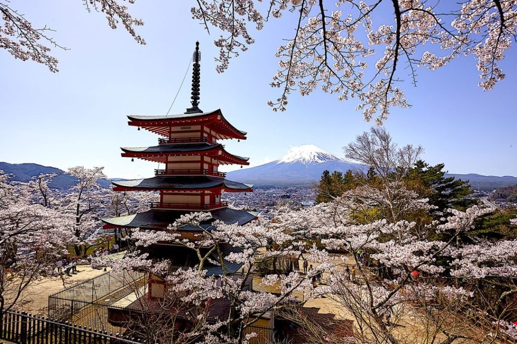 @Visit Japan: The Arakurayama Sengen Park in Fujiyoshida City, Yamanashi Prefecture is one of …