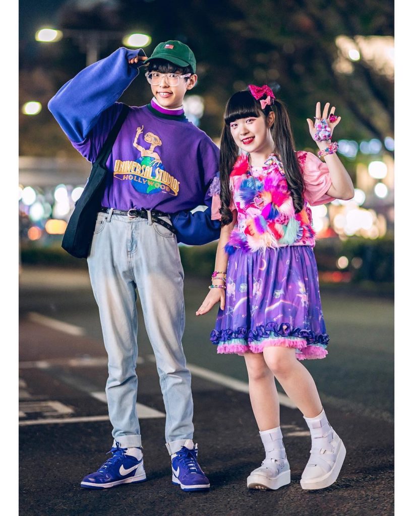 Japanese teens Soso (@soso_americanboy) and Miori (@miori06kidz) on the street i...