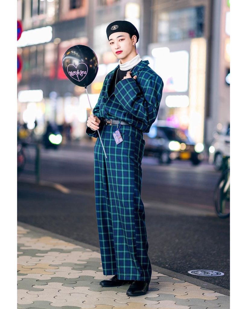 19-year-old Japanese male model Kouki (@bun._._.bun) on the street in Harajuku w...