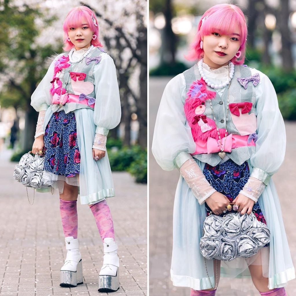 Japanese fashion college student Momoka (@momoka_sg) on the street in Tokyo wear...