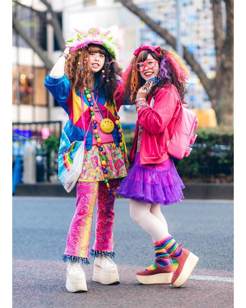 Ugko (@llugkoll) and Hassy (@oops.8241) wearing colorful fun Japanese hadeko str...