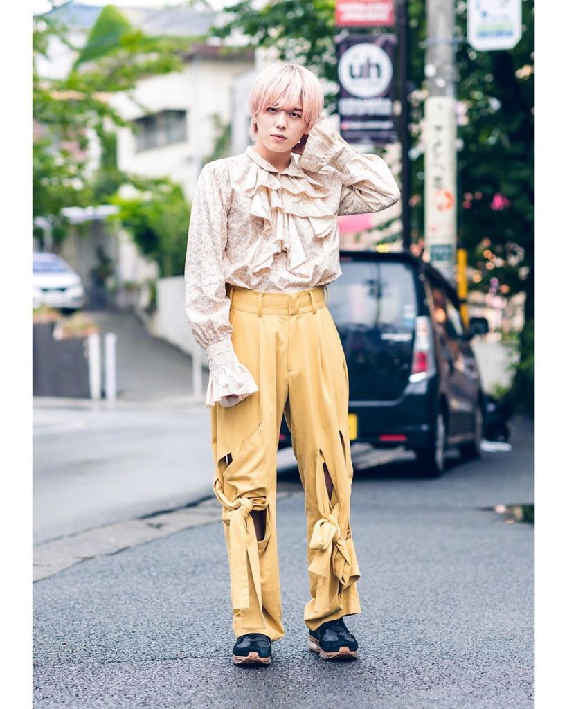 Masaharu (@ngnmaa) on the famous Cat Street in Harajuku. He’s wearing a ruffle s...