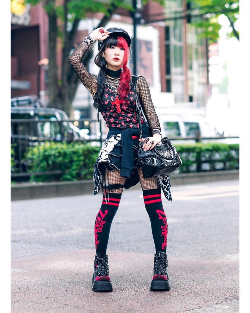 17-year-old Japanese student Remon (@remon1103) on the street in Harajuku wearin...