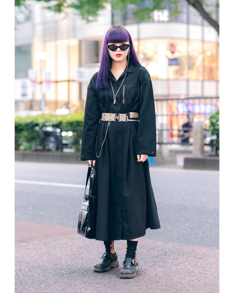 17-year-old Japanese student Kureha (@mmkureha) on the street in Harajuku wearin...