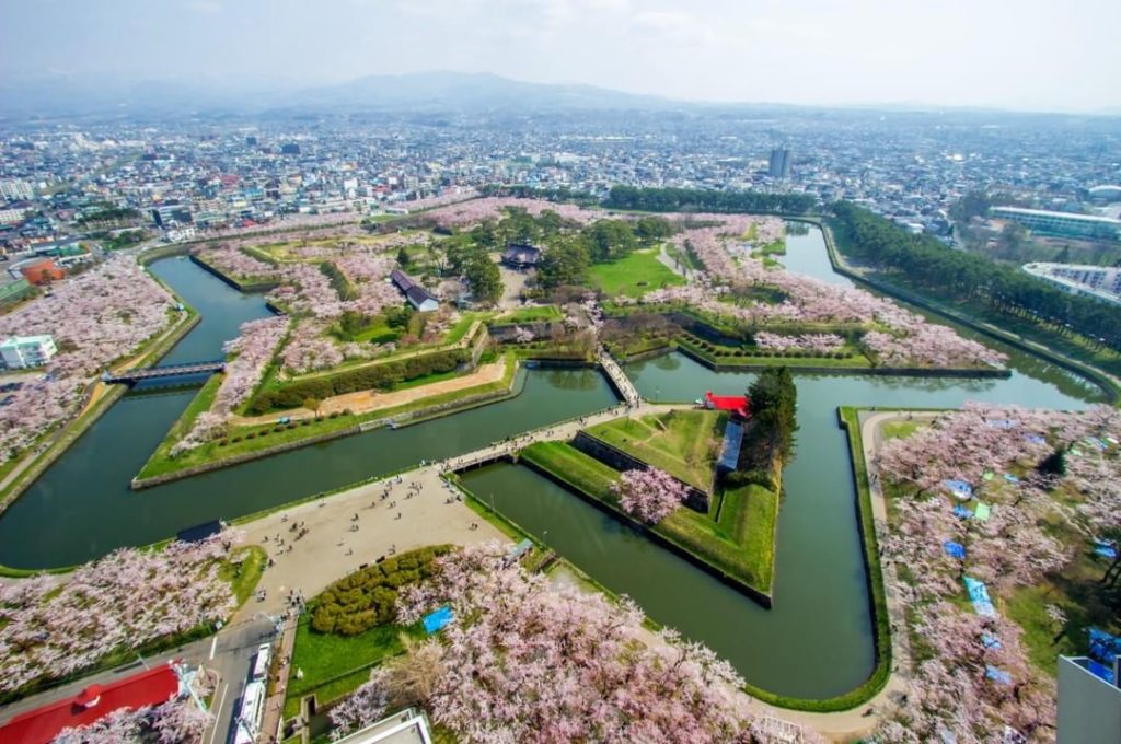 Hakodate's dramatic star-shaped Goryokaku Fort is particularly gorgeous in sprin...
