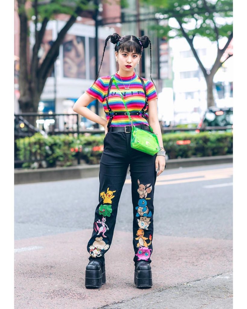 19-year-old Japanese student Ayana (@ayana__1013) on the street in Harajuku wear...