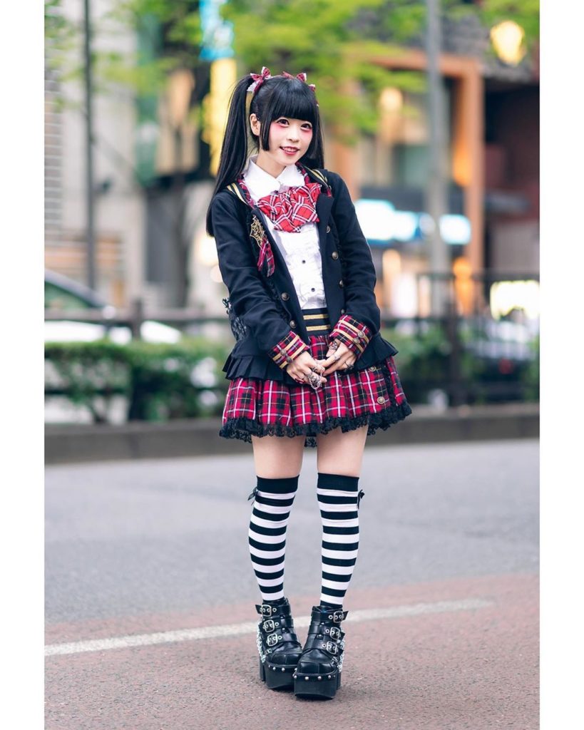 Japanese goth lover Yukachin (@yukachindayo21) on the street in Harajuku with a ...