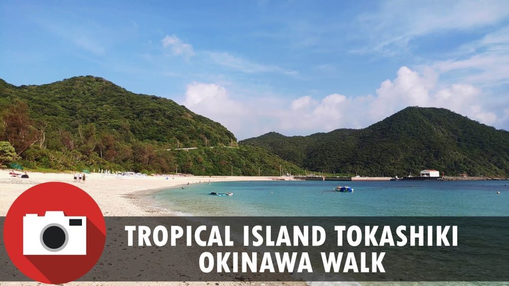 Walking on a Tropical island - Japan, Okinawa- Tokashiki Aharen Beach & Village -  4K