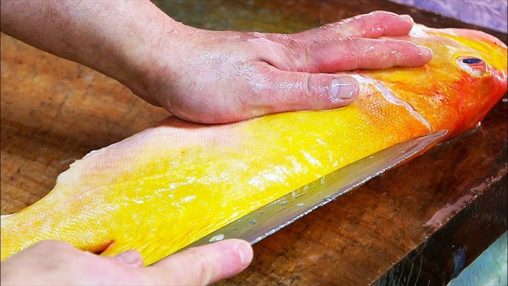 Japanese Street Food - YELLOW GROUPER Cooked Two Ways Okinawa Seafood Japan