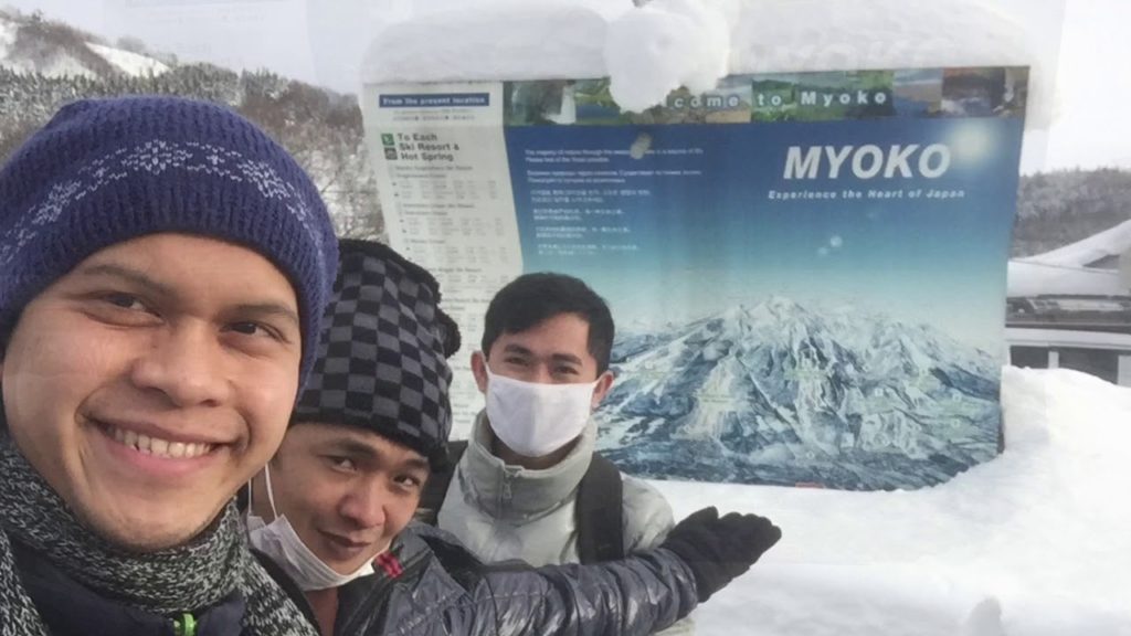 Train winter ride from Nagano to Niigata Japan