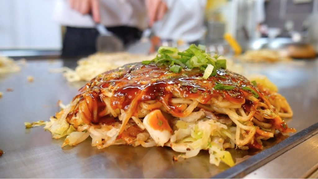 Delicious JAPANESE FOOD- OKONOMIYAKI & SPICY TSUKEMEN | Hiroshima, Japan