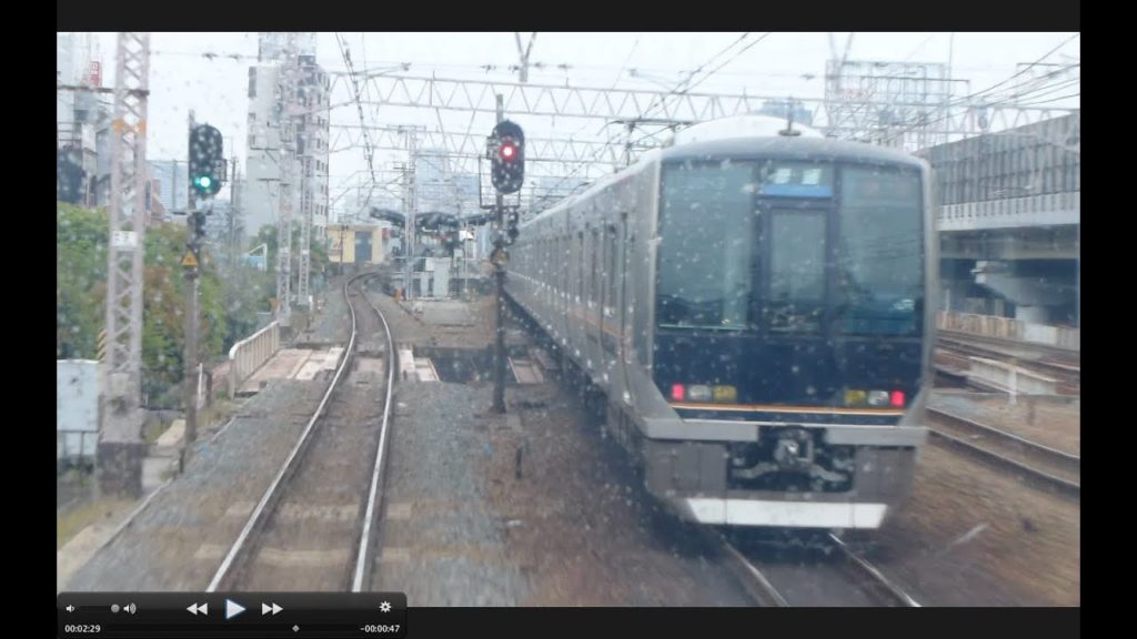 Japan Trains: Kobe line, Kobe-Osaka cab view, 20Apr14
