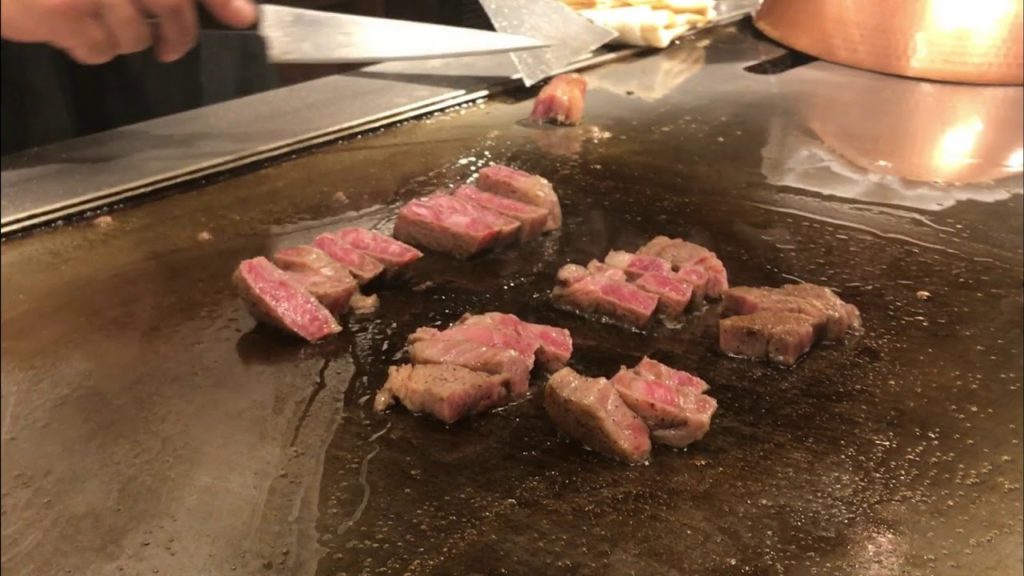 Kobe beef teppanyaki style at steakland Kobe, Hyogo, JAPAN