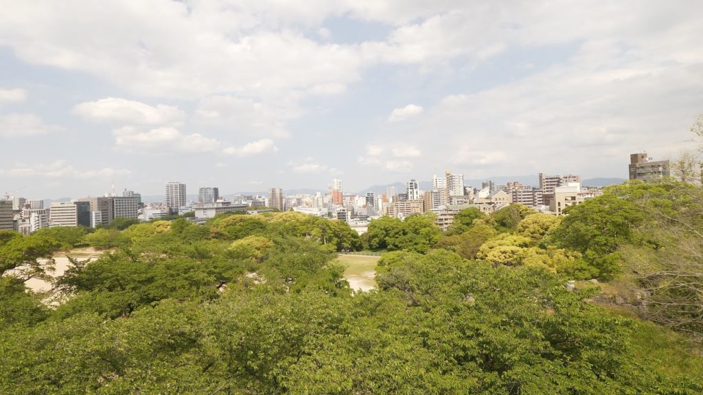 【4K】Fukuoka in May. Walking from castle remains to Hakata station.