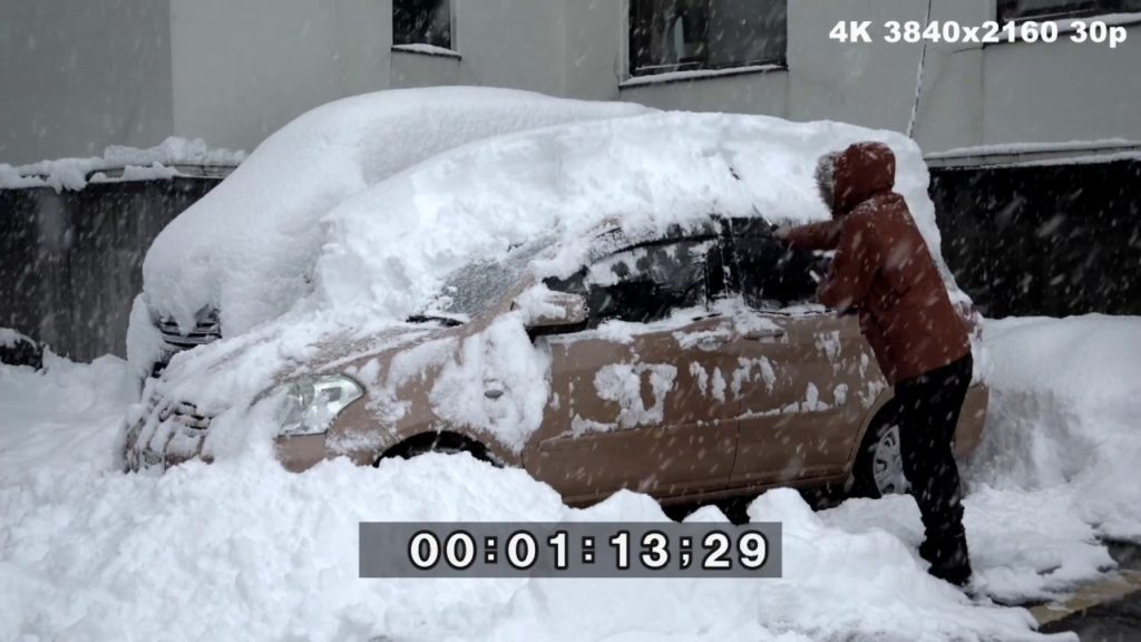 Extreme Sea Effect Snow In Japan, Buried Cars And Snow Clearing - 4K Stock Footage