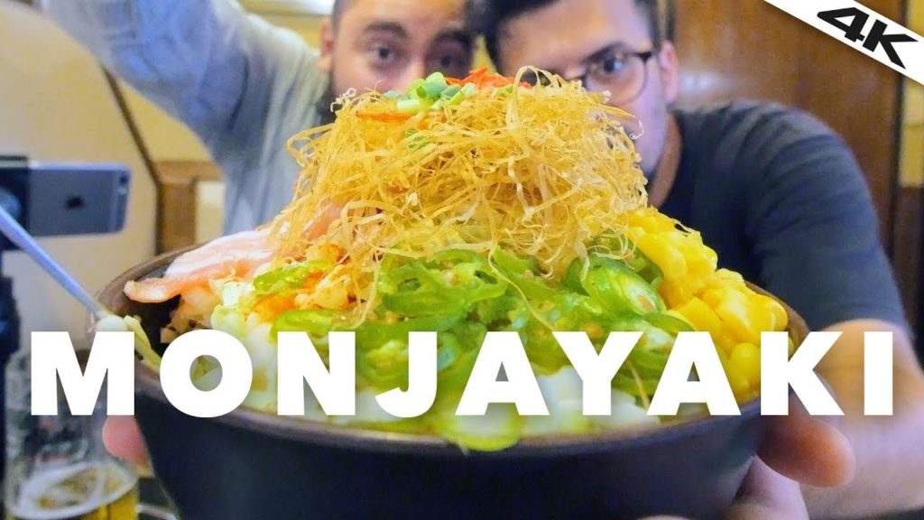 MONJAYAKI in Tokyo - Godzilla and Pizza Style! | Tsukishima, Tokyo [4K]