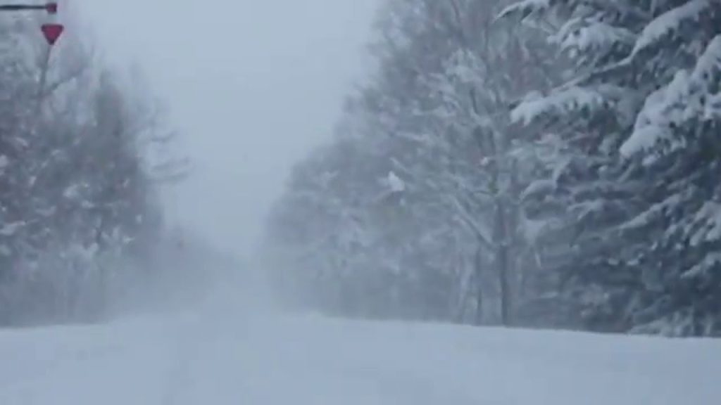 Biei, Hokkaido, the road to the onsen hotel at Shirogane Onsen.