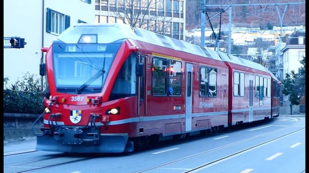 Switzerland: Trains running on the streets in Chur