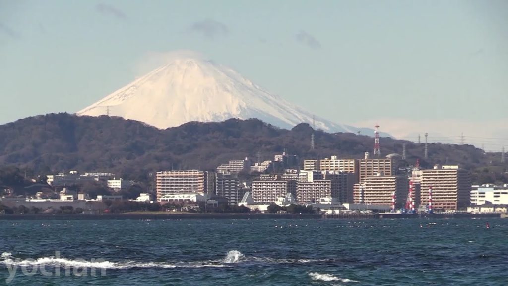 Mount Fuji & Tokyo Bay in Winter.View from Yokosuka city, JAPAN