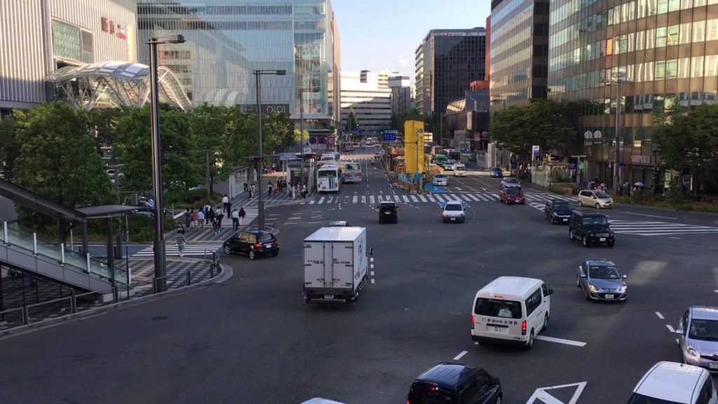 Traffic observation in front of Hakata Station Fukuoka Japan