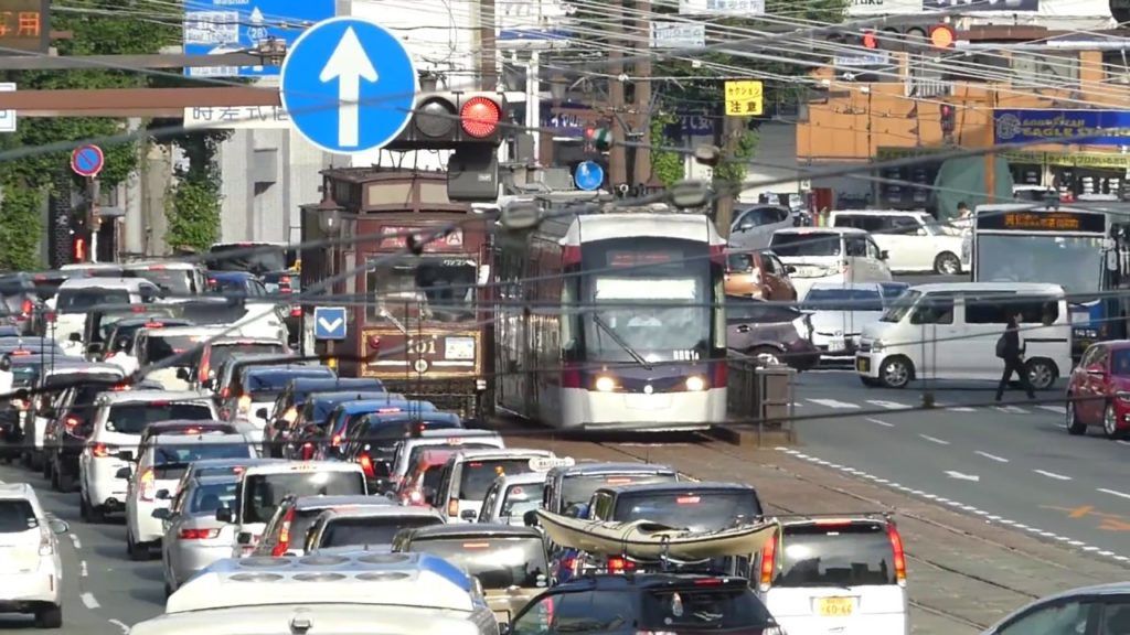 熊本市電0800型 味噌天神前電停発車 Kumamoto City Tram Type 0800 Tramcar