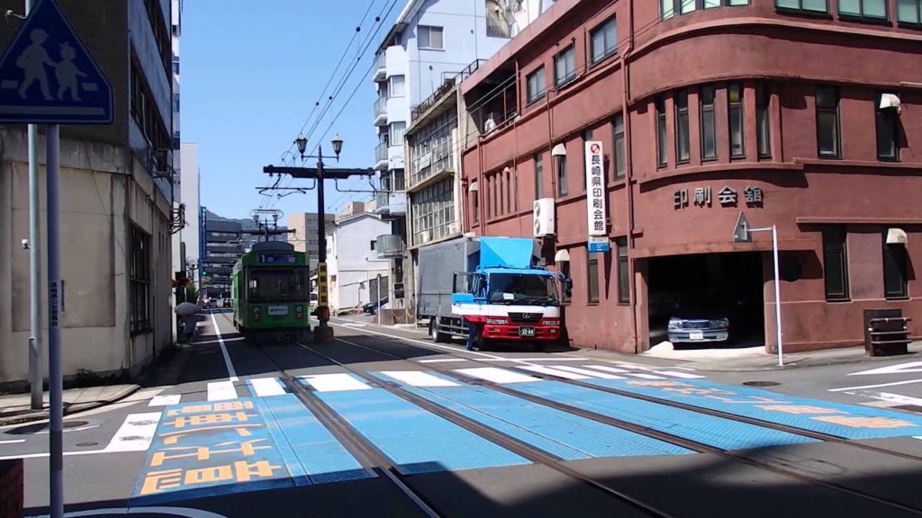 長崎電気軌道1200形 築町～出島 Nagasaki 1200 series tramcar