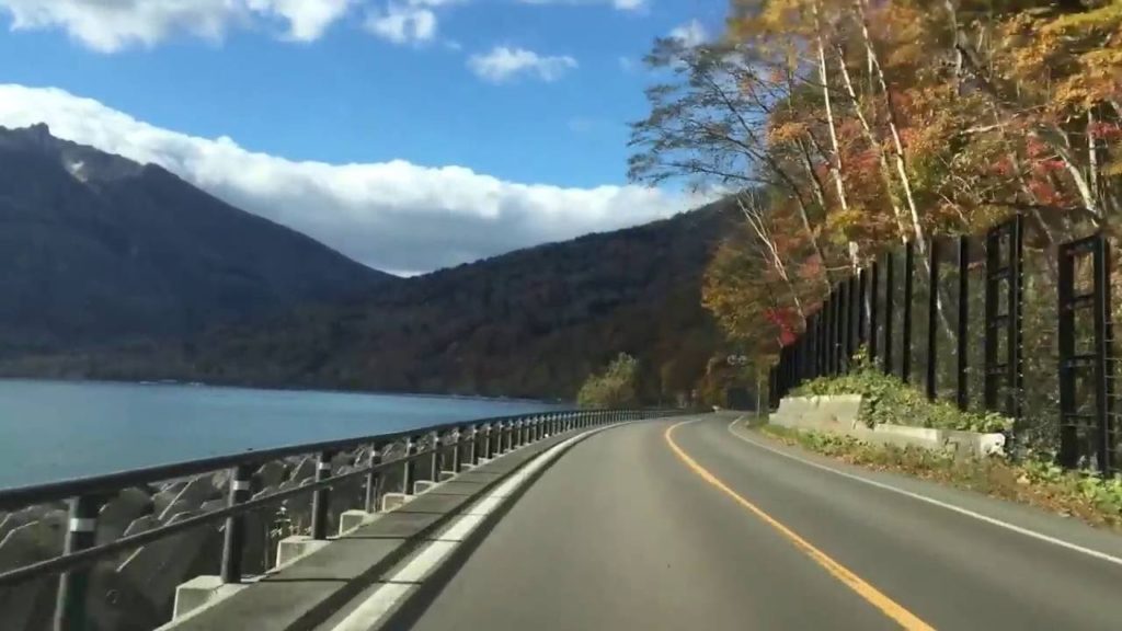Lake Shikotsu, Autumn drive in Hokkaido, Japan