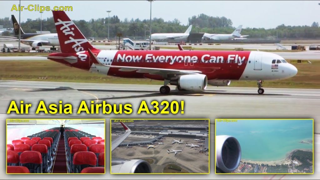 Air Asia Airbus A320 Singapore to Kuala Lumpur - great scenic views! [AirClips full flight series]