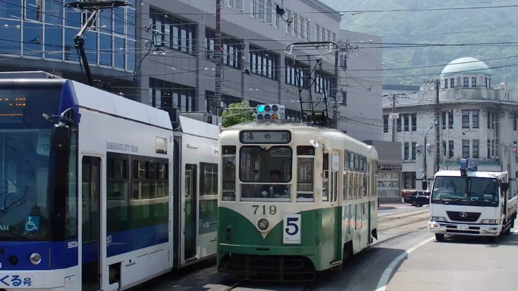 函館市電710形旧塗装 十字街停留場到着 Hakodate City Tram 710 series tramcar
