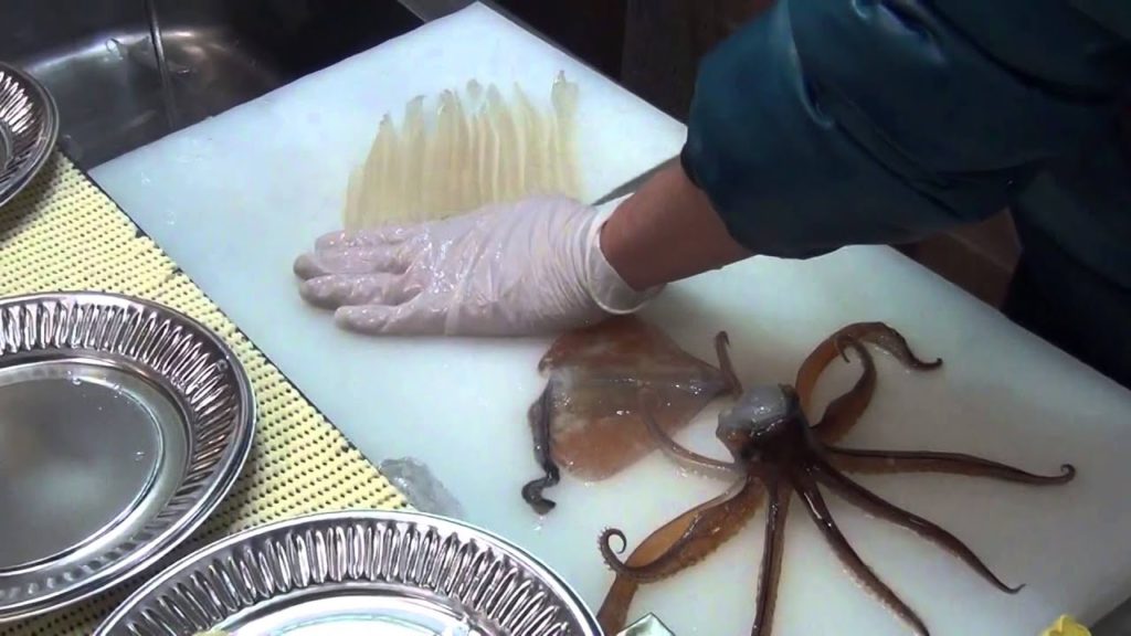 Fresh squid dish in Hakodate