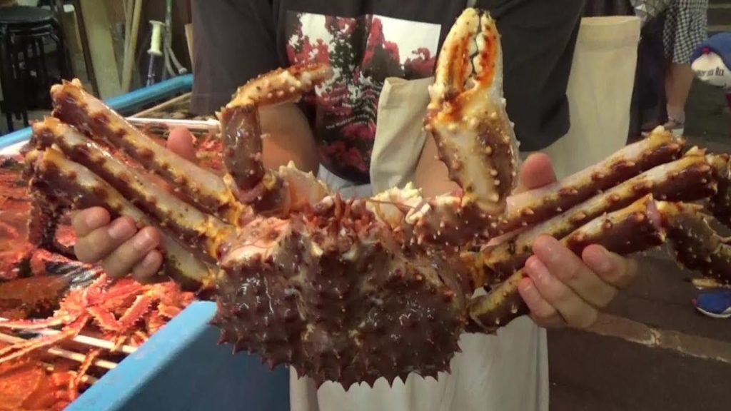 Street food Japan, Seafood, Fresh Crab in Otaru Hokkaido, カニ