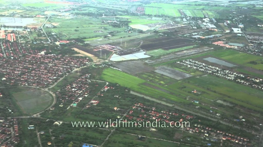 Aerial view of rice field terraces in Thailand