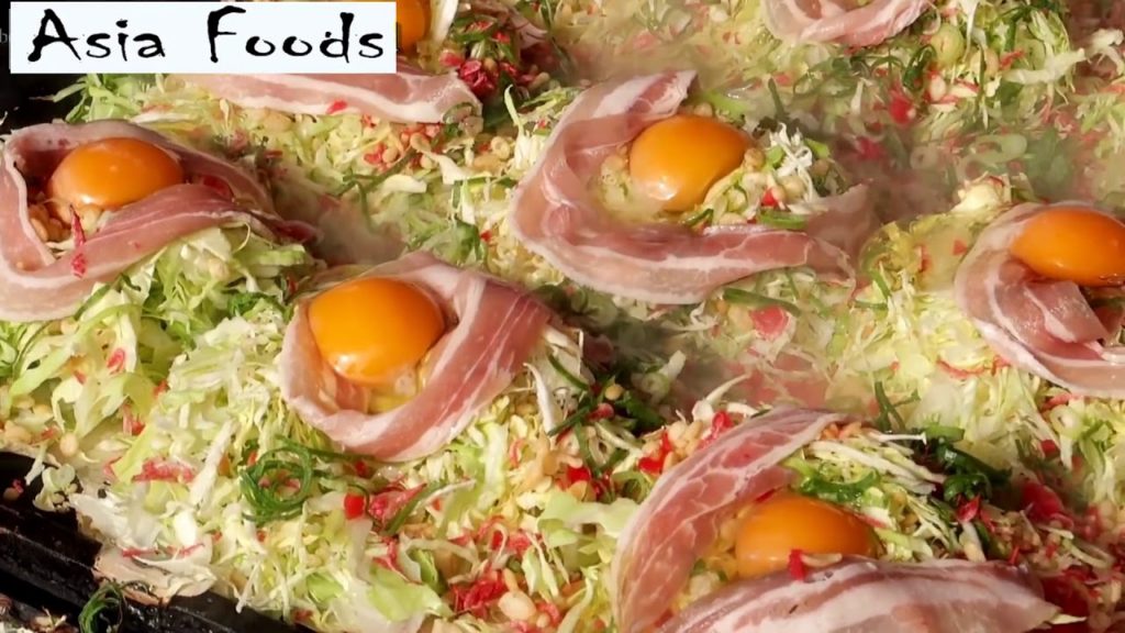 OKONOMIYAKI Seafood Pancake Japan  - Japanese Street Food