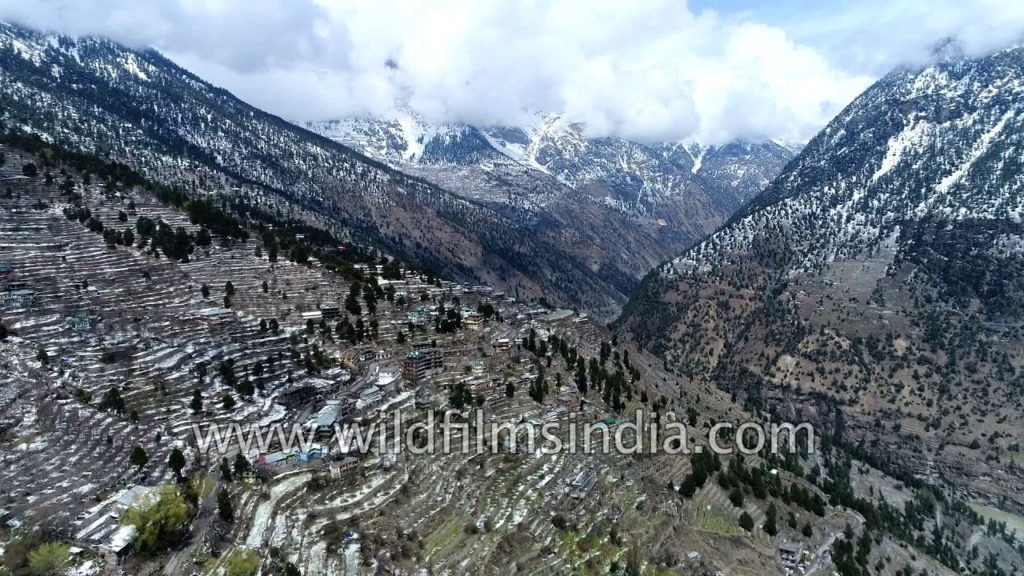 Winter snow over flight : Rekong Peo, Kinnaur district headquarters in Himachal