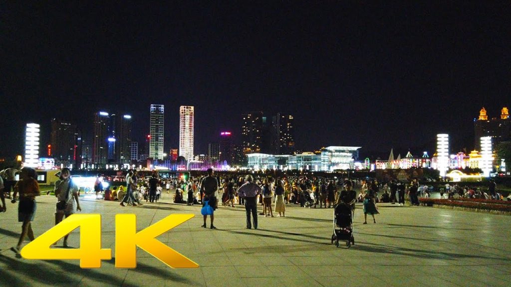 Walking On The Xinghai Square At Night In Dalian [4K]