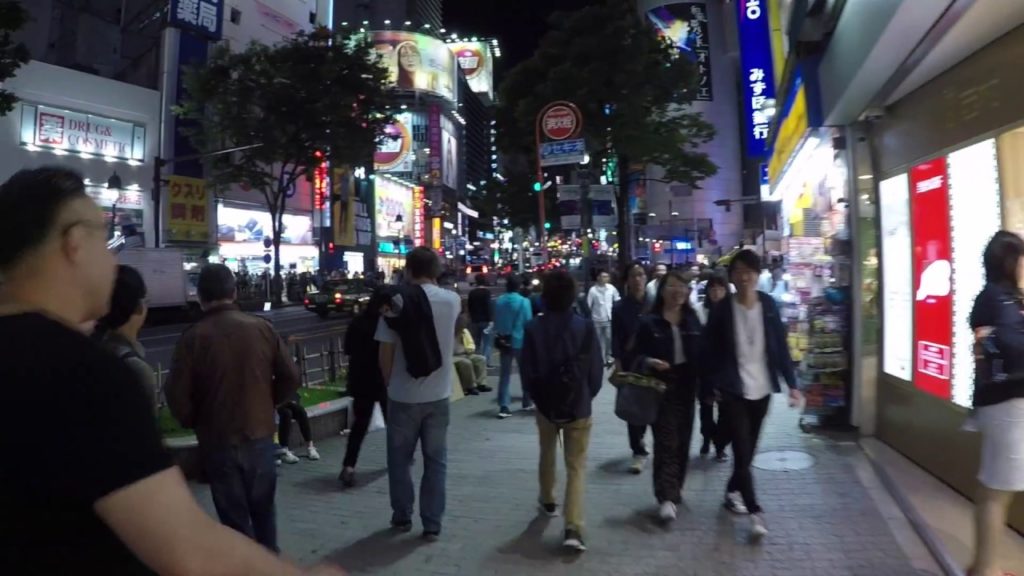 Shibuya Crossing at night in Tokyo Japan 4k