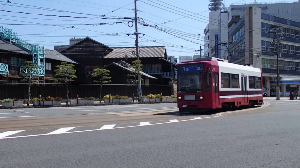 長崎電気軌道1800形 出島電停到着 Nagasaki 1800 series tramcar