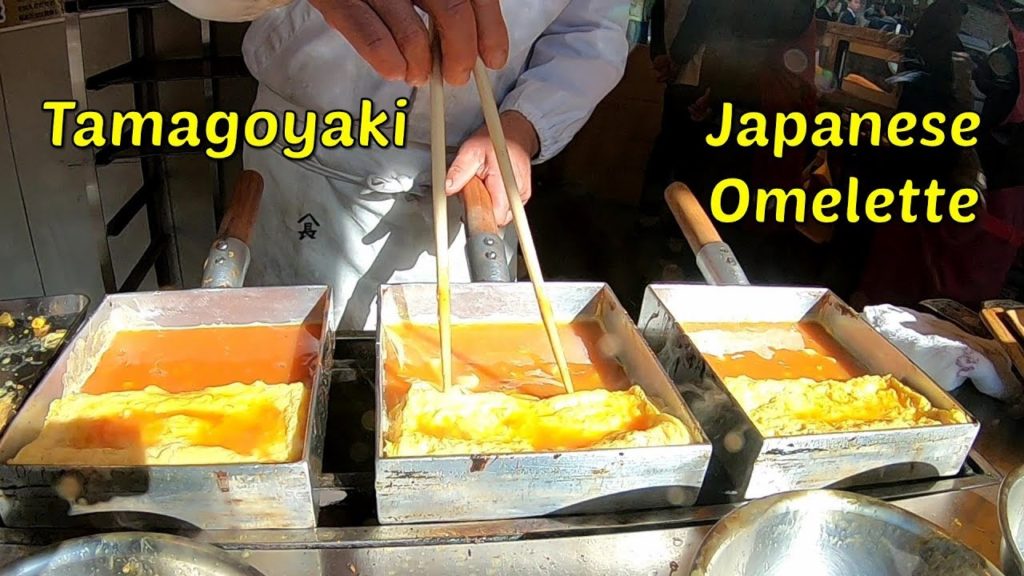 Japanese Omelette Tamagoyaki - Japanese Street Food seen at Tsukiji Fish Market | Tokyo Japan