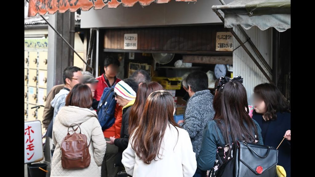 Japanese street food 「Grilled Horumon」 Osaka Japan【西成】今池ホルモン やまき 激安にしてウマシ