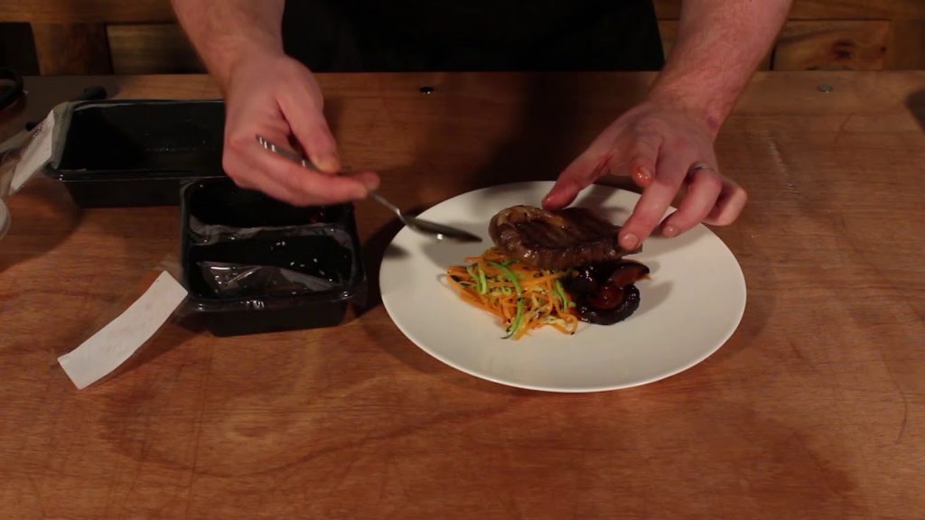 Private Jet Dining/Platting our Grilled Kagoshima Wagyu Beef