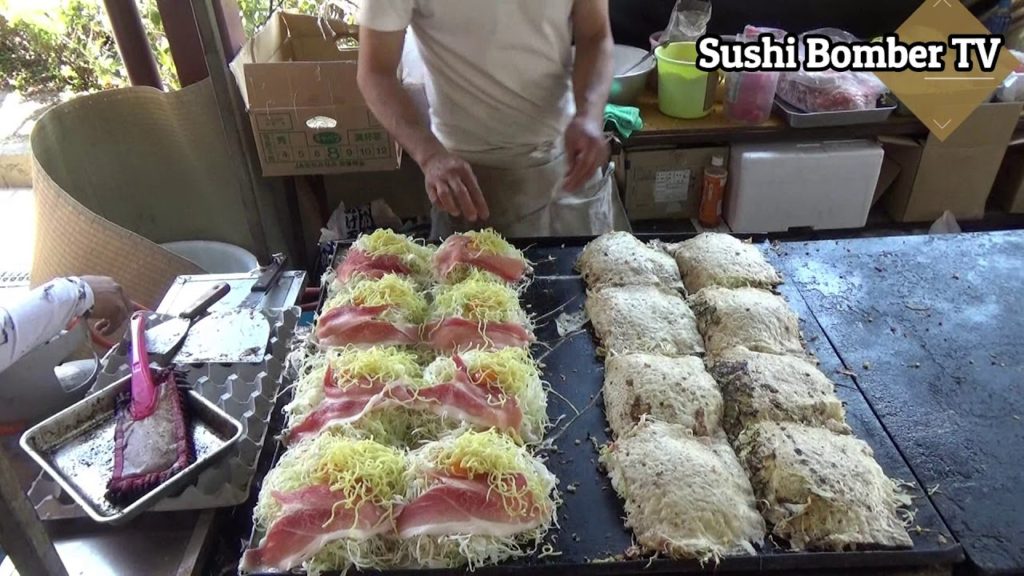 Japanese Street Food OKONOMIYAKI Hiroshima Style