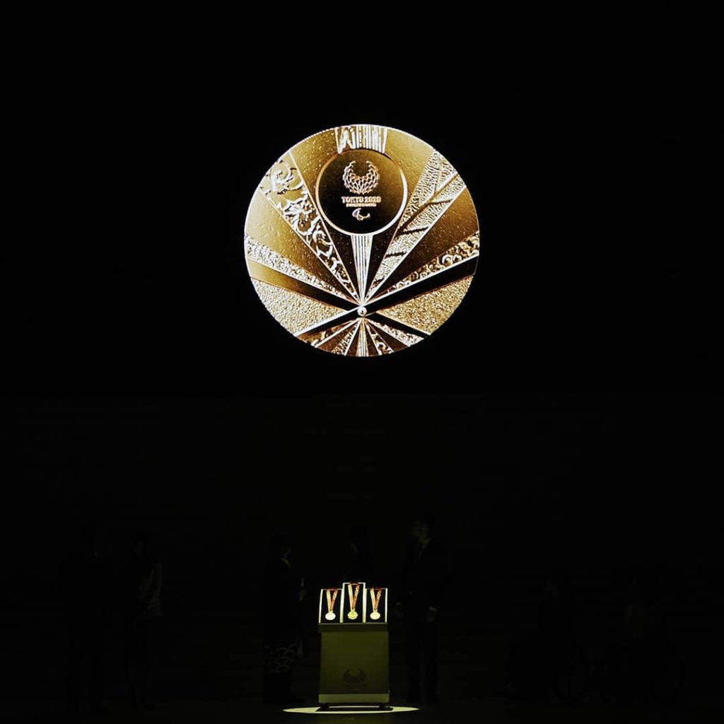 Tokyo 2020 Paralympic Games Medal  features a traditional Japanese fan motif, de...