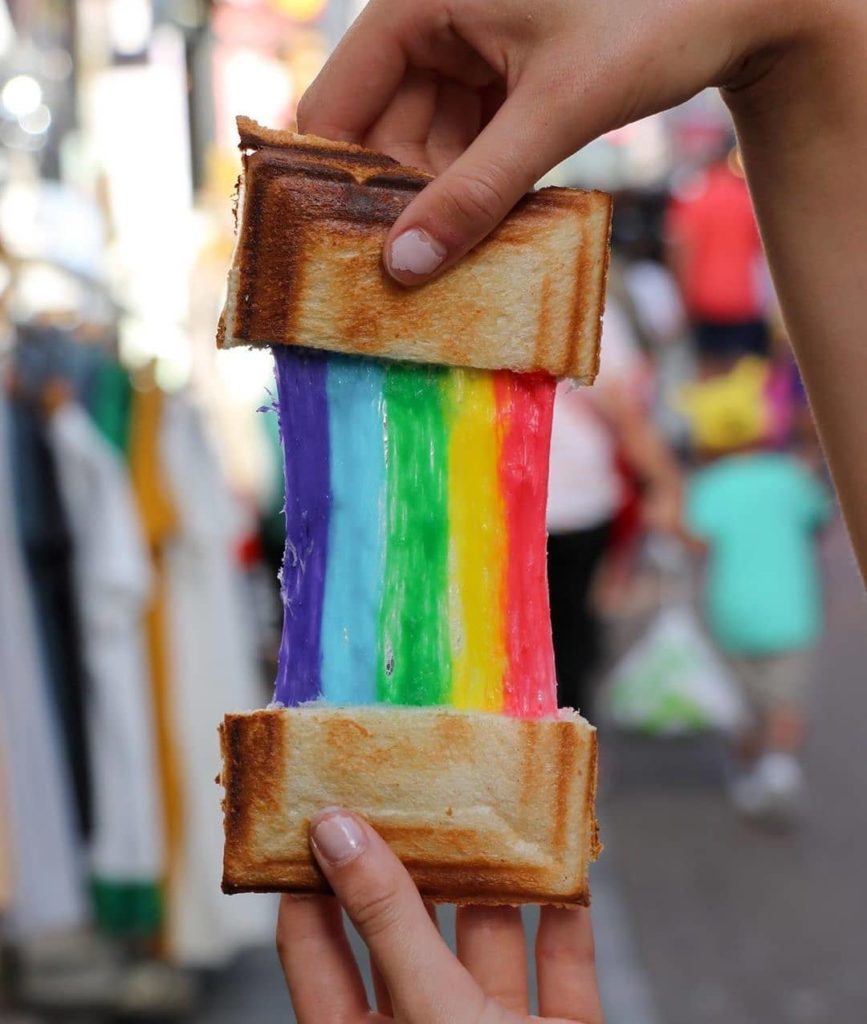 This RAINBOW grilled cheese lets you quite literally TASTE the rainbow.  This co...