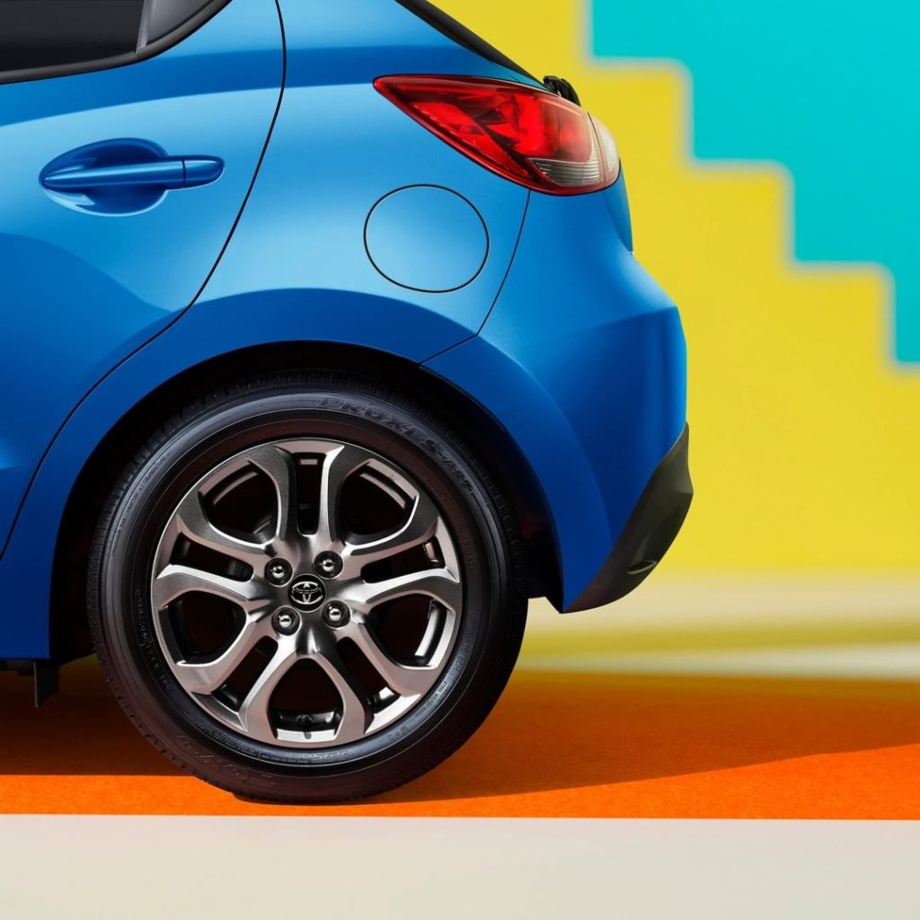 Dark, gunmetal finished wheels bring out the sporty side of #Yaris. #LetsGoPlace...