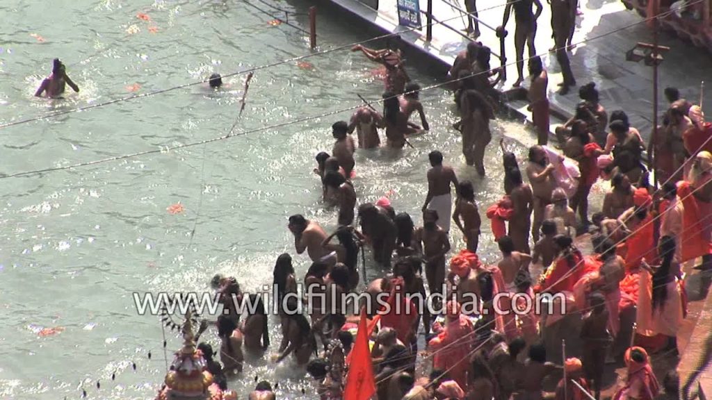 Naga Sadhus rush for 'Shahi Snan' : Kumbh Mela, Haridwar