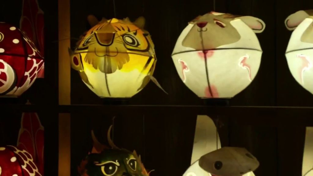 Glowing Lanterns, Inside old Japanese house, Michinoku Lakeside Park, Sendai, Japan