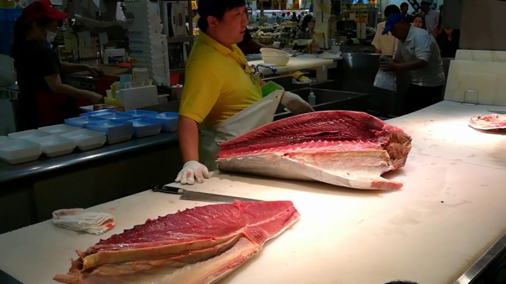 Japanese Street Food - TUNA FISH CUTTING Sashimi Japan