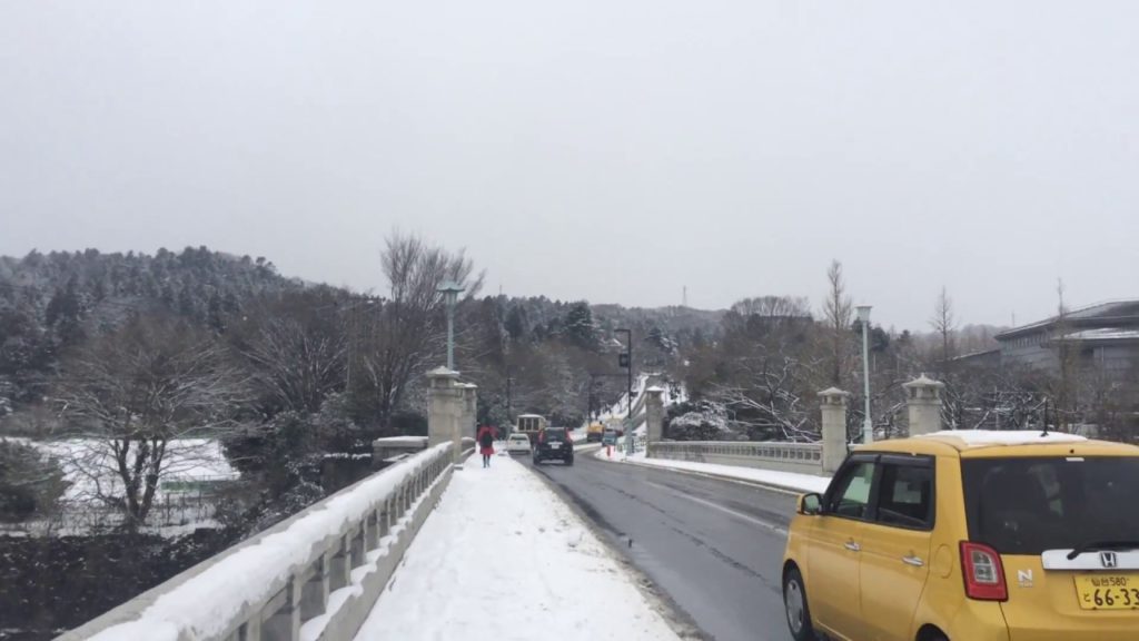 Heavy Snow in Sendai, Miyagi Prefecture, Japan.
