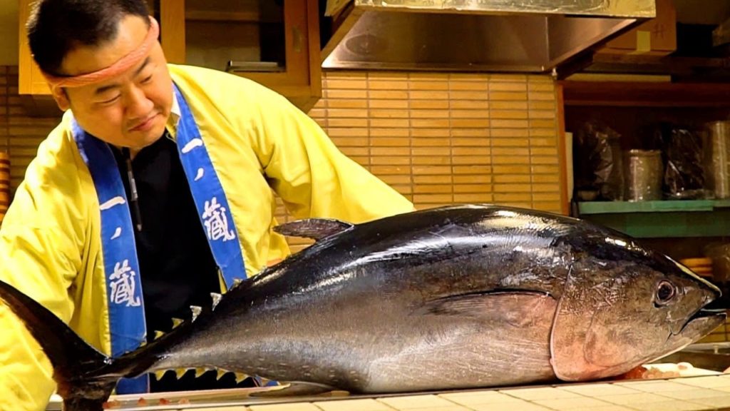 Japanese Food – GIANT BLUEFIN TUNA DEMOLITION FISH SASHIMI in Tokyo Japan Japanese Food - GIANT BLUEFIN TUNA DEMOLITION FISH SASHIMI in Tokyo Japan