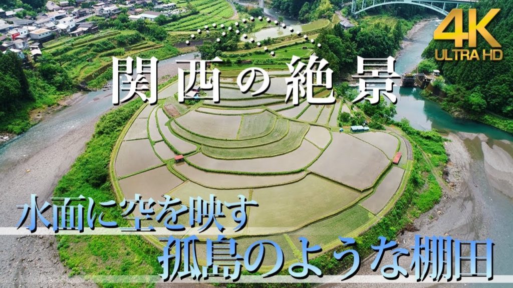 あらぎ島【4K】水面に空を映す孤島のような棚田